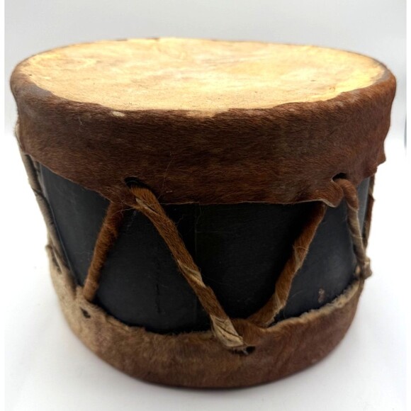 Vintage 2 Sided Native American Indian Rawhide Stretched Drum 12” X 10” Handmade - Picture 6 of 11